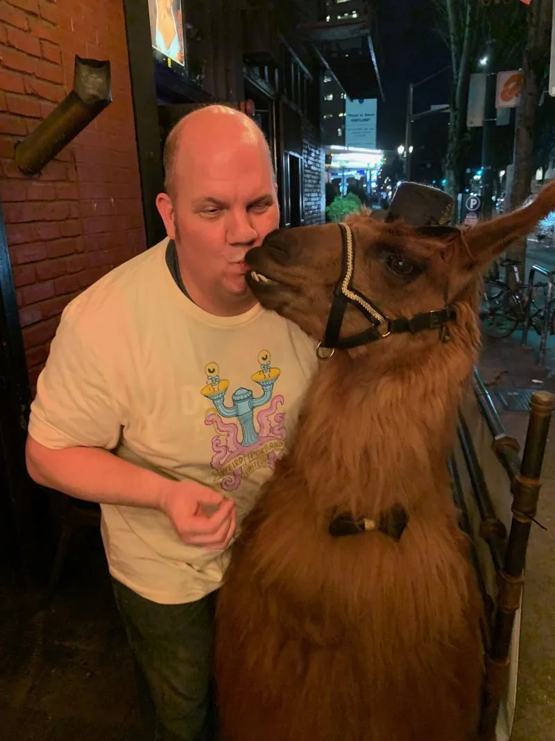 Mark and a Portland llama