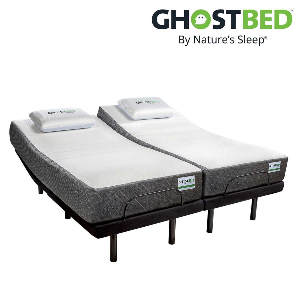 GhostBed Split King Mattress & Adjustable Bed Set